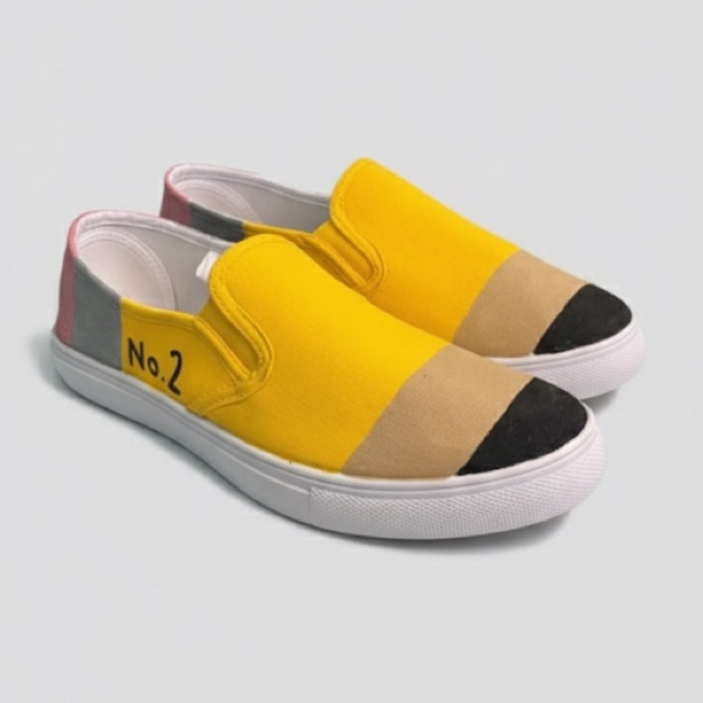 Hand painted Pencil No. 2 Canvas Sneakers - Size 7